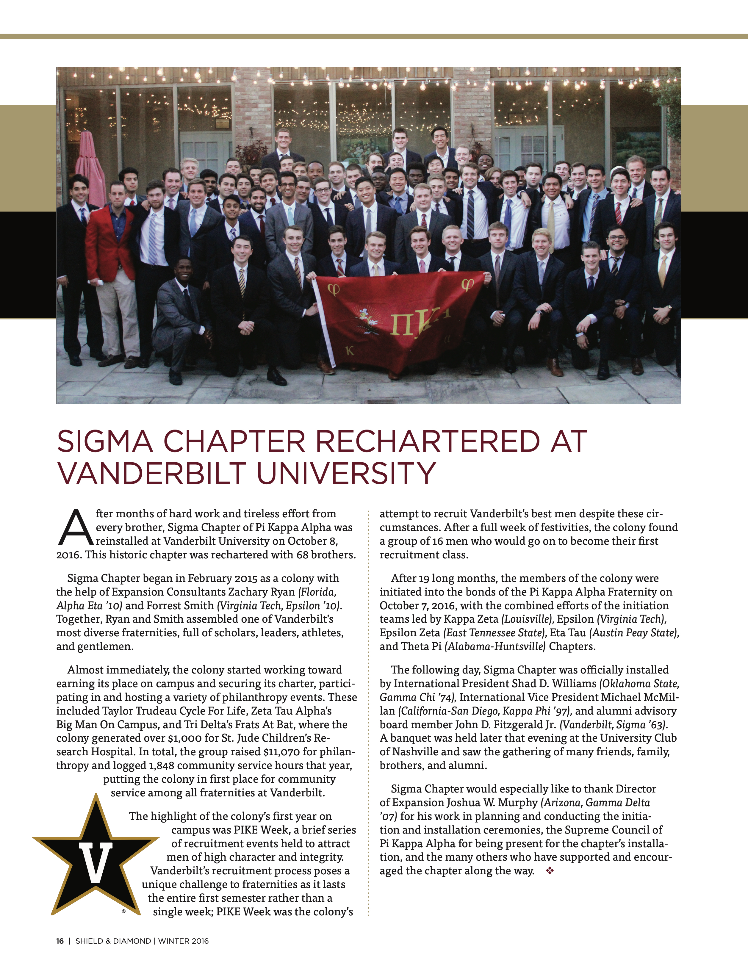 Expansion: Sigma Chapter Rechartered at Vanderbilt University